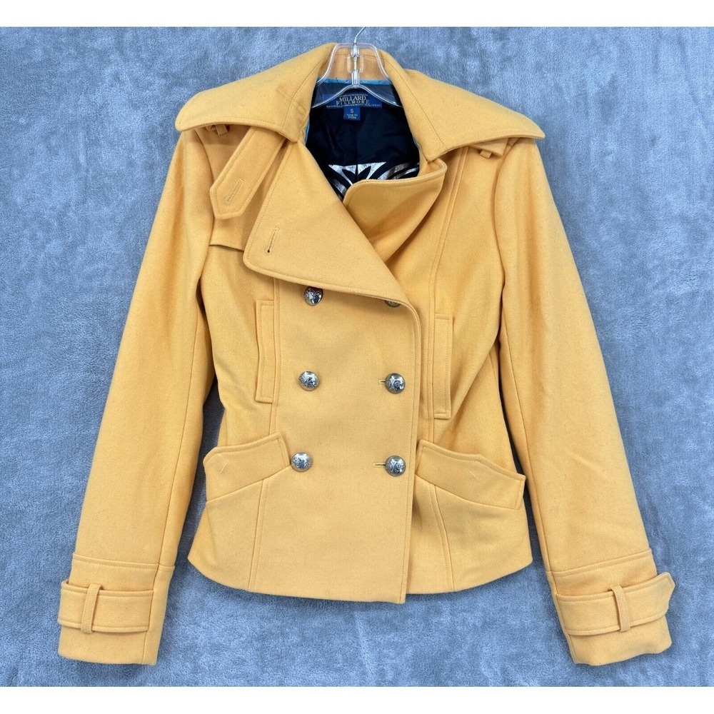 Anthropologie Millard Fillmore Pea Coat Womens Small Wool Fitted City Nautical
